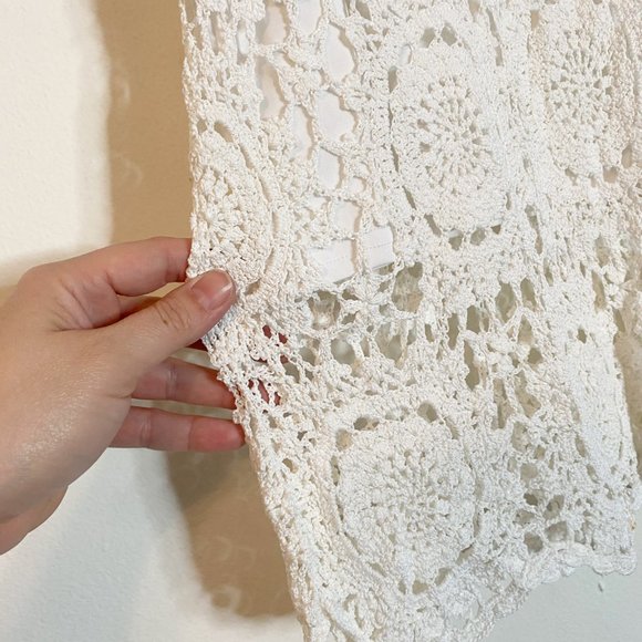Gypsy Kroshetta by Papillon Crochet Ivory Crochet Tank Top Blouse Small Boho - Picture 2 of 5